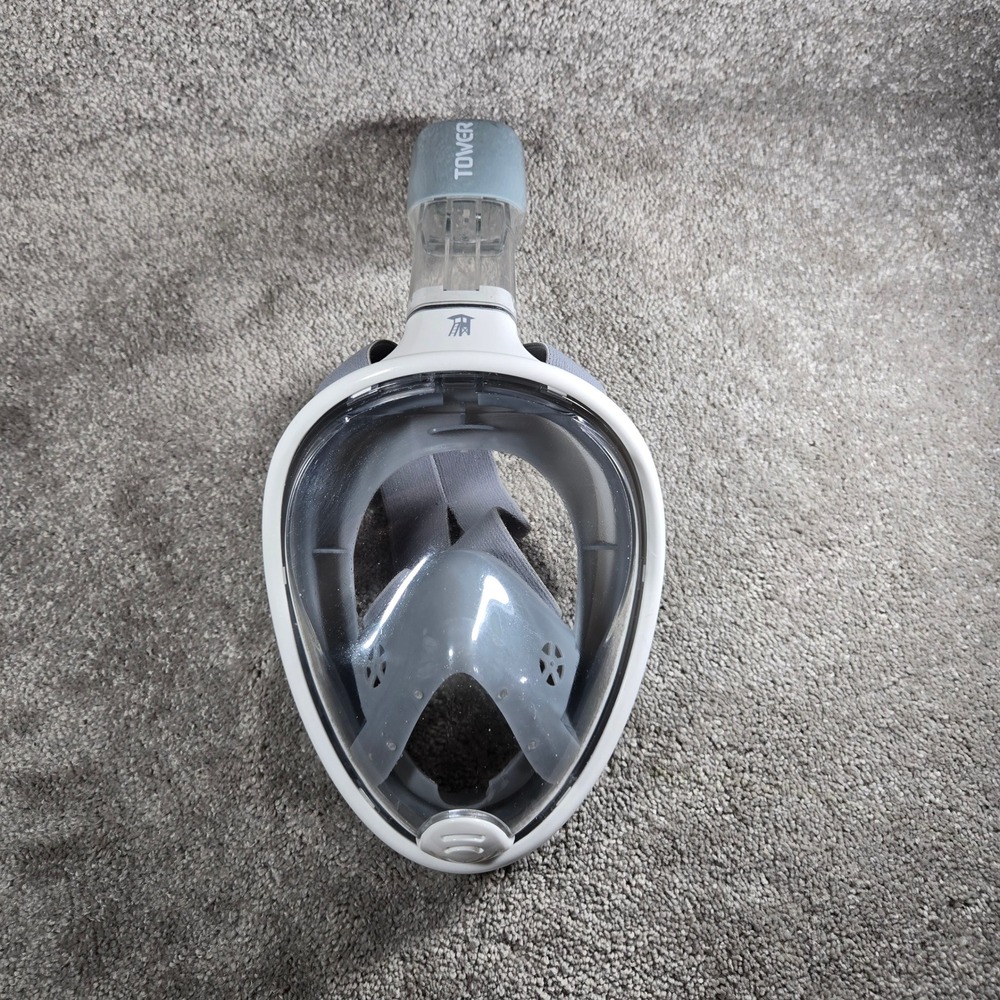 Tower Full Face Snorkel Mask White Grey Panoramic View Gorpcore Adult S/M